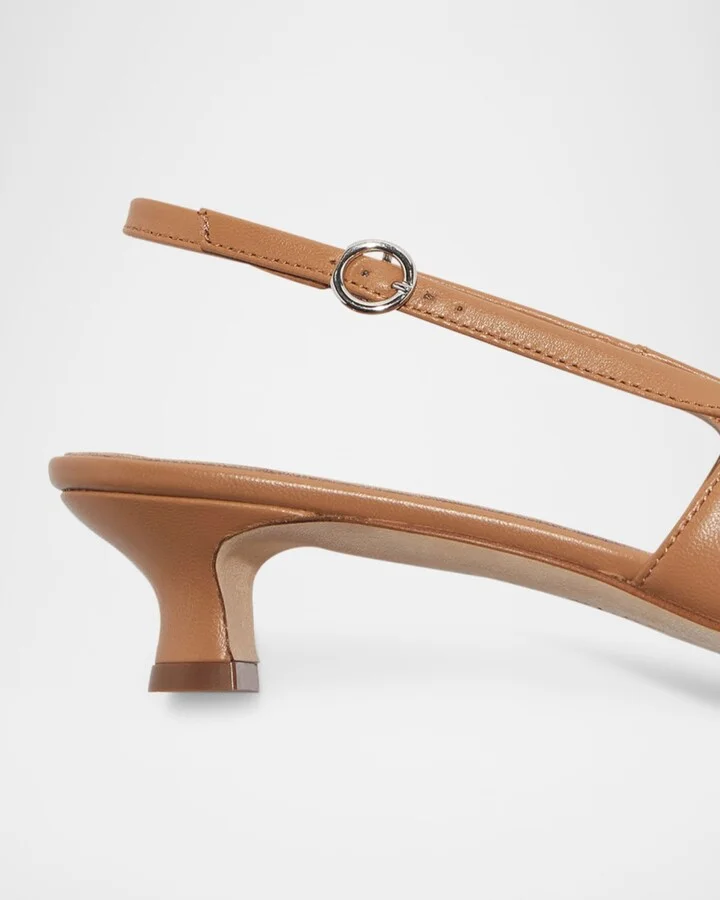 Catrina Leather Kitten-Heel Slingback Pumps - Image 3