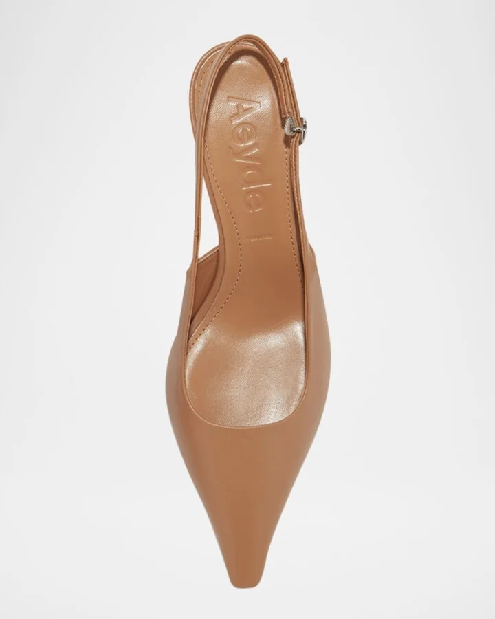 Catrina Leather Kitten-Heel Slingback Pumps - Image 4