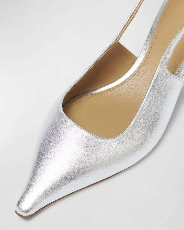 Catrina Leather Kitten-Heel Slingback Pumps - Image 2
