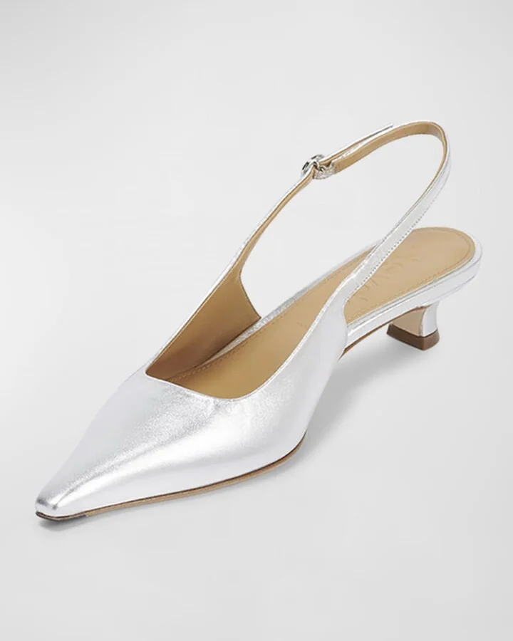 Catrina Leather Kitten-Heel Slingback Pumps - Image 3