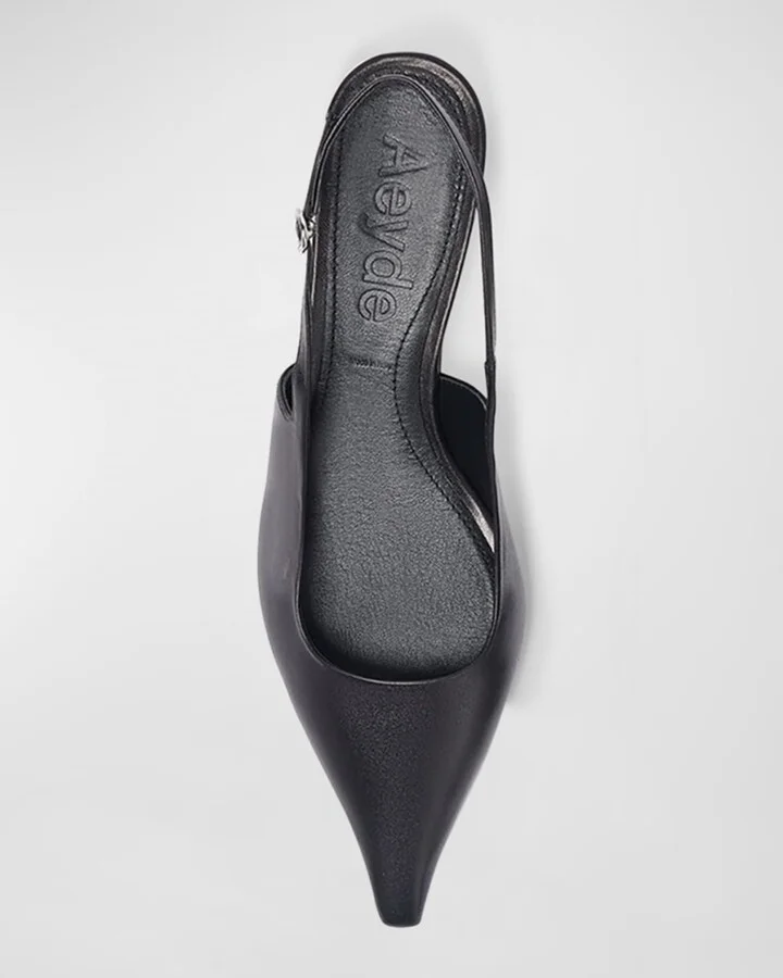 Catrina Leather Kitten-Heel Slingback Pumps - Image 4