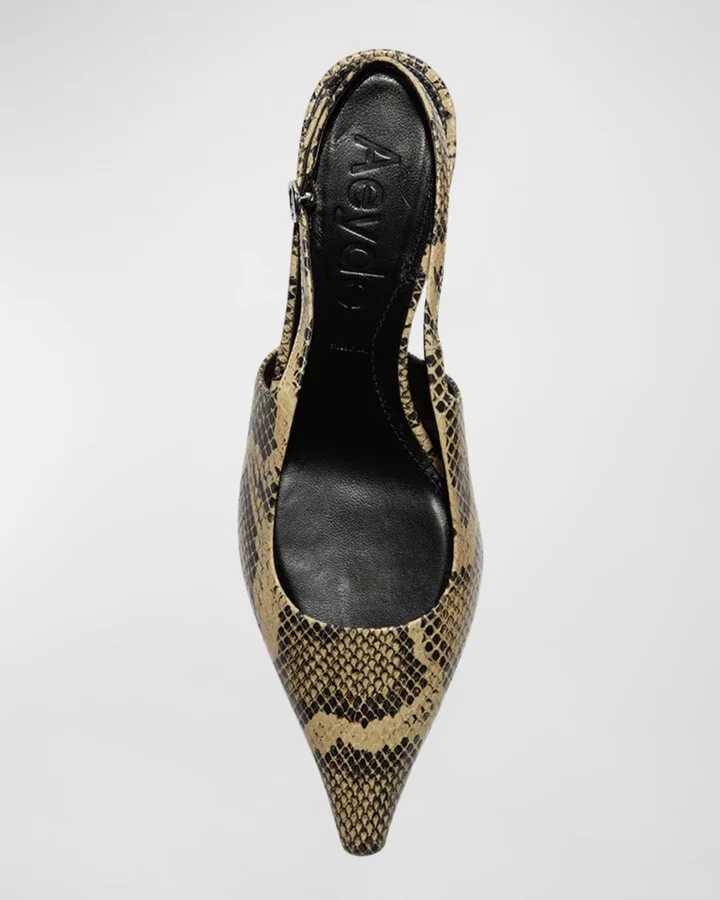 Catrina Snake-Embossed Slingback Pumps - Image 3