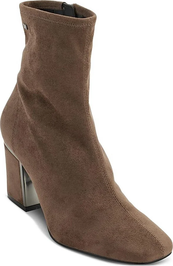 Cavale Womens Faux Suede Block Heel Ankle Boots
