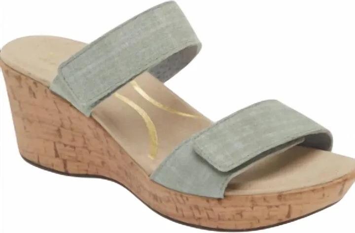 Caveran Sandals In Teal Linen Leather