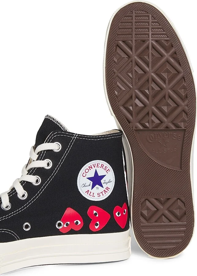 CdG PLAY x Converse Men's Chuck Taylor All Star Multi-Heart High-Top Sneakers - Black - Size 8 - Image 6