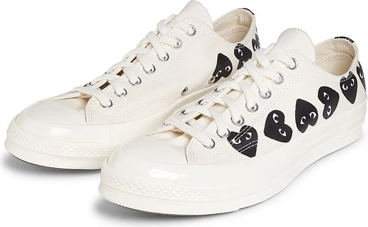 CdG PLAY x Converse Men's Chuck Taylor All Star Multi-Heart Low-Top Sneakers - Beige - Size 7 - Image 2