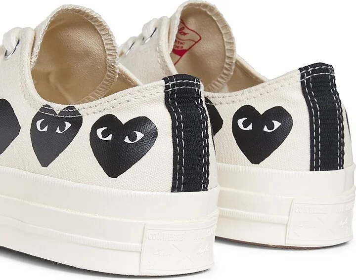 CdG PLAY x Converse Men's Chuck Taylor All Star Multi-Heart Low-Top Sneakers - Beige - Size 7 - Image 3