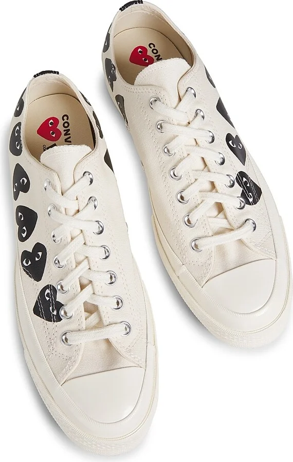 CdG PLAY x Converse Men's Chuck Taylor All Star Multi-Heart Low-Top Sneakers - Beige - Size 7 - Image 4