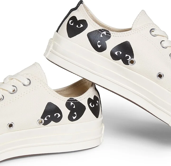 CdG PLAY x Converse Men's Chuck Taylor All Star Multi-Heart Low-Top Sneakers - Beige - Size 7 - Image 5