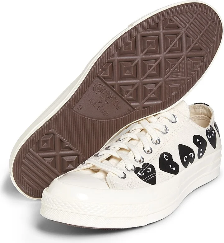 CdG PLAY x Converse Men's Chuck Taylor All Star Multi-Heart Low-Top Sneakers - Beige - Size 7 - Image 6