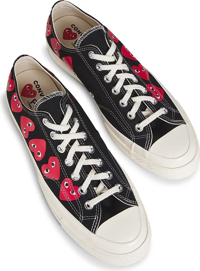 CdG PLAY x Converse Men's Chuck Taylor All Star Multi-Heart Low-Top Sneakers - Beige - Size 7 - Image 9