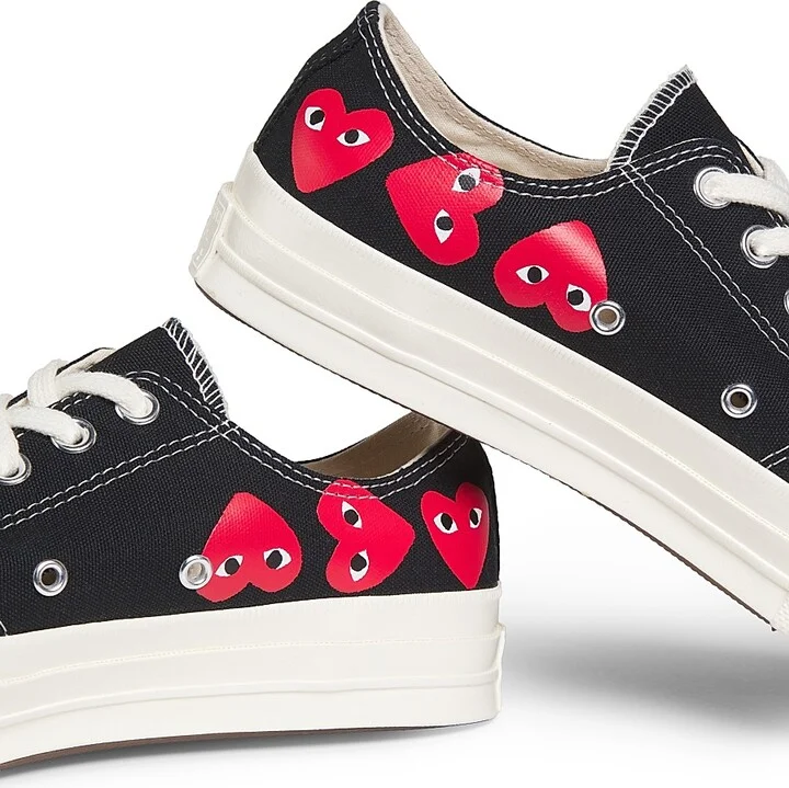 CdG PLAY x Converse Men's Chuck Taylor All Star Multi-Heart Low-Top Sneakers - Beige - Size 7 - Image 10