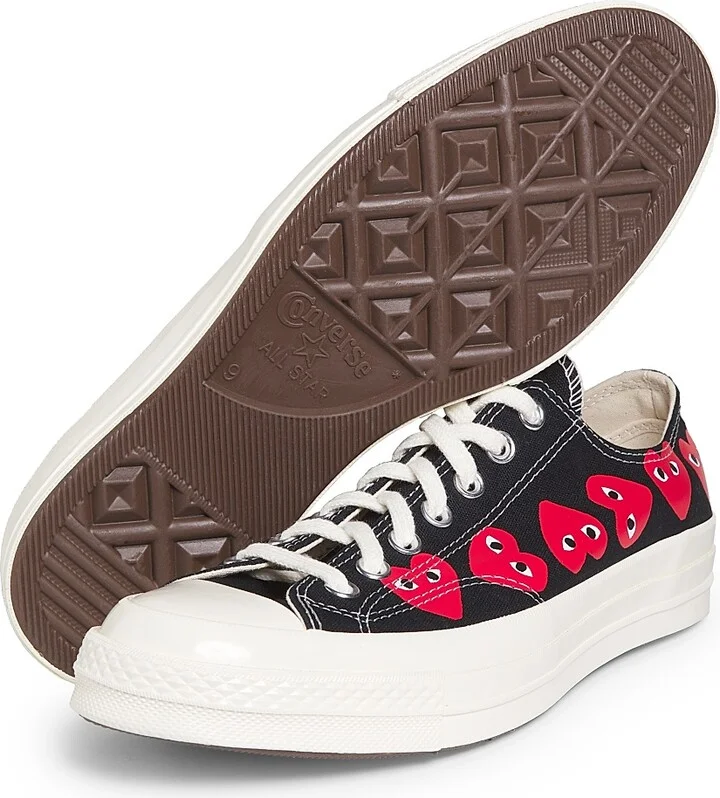 CdG PLAY x Converse Men's Chuck Taylor All Star Multi-Heart Low-Top Sneakers - Beige - Size 7 - Image 11