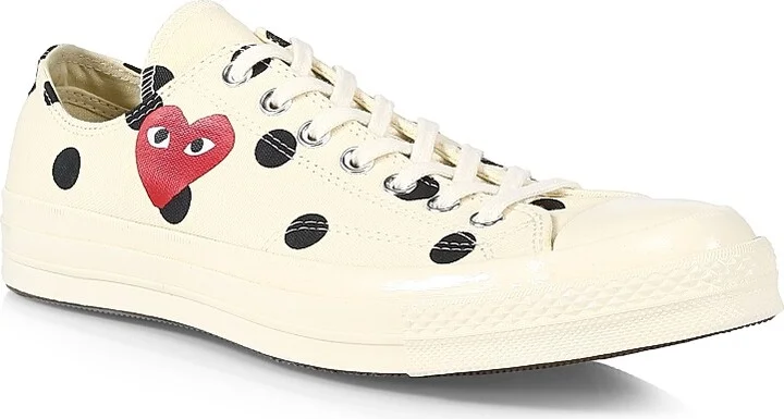 CdG PLAY x Converse Men's Chuck Taylor All Star Polka Dot Low-Top Sneakers - Black - Size 3 - Image 7
