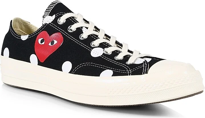 CdG Play x Converse Men's Polka Dot Low-Top Sneakers - Black - Size 8 - Image 2