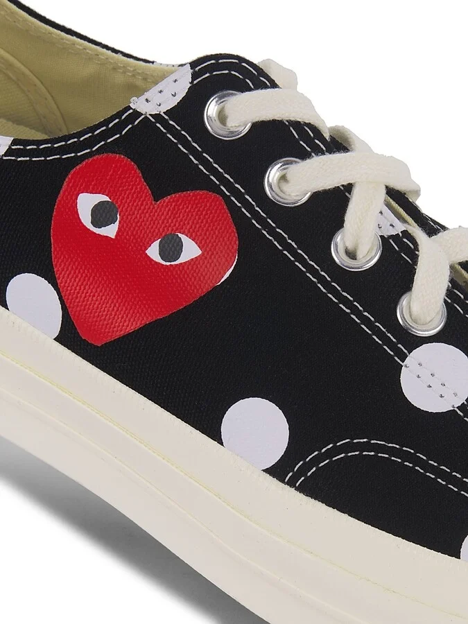 CdG Play x Converse Men's Polka Dot Low-Top Sneakers - Black - Size 8 - Image 6