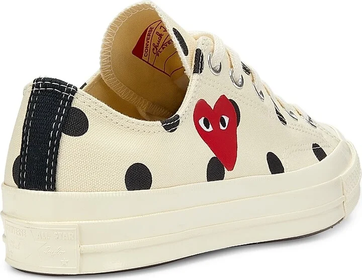 CdG PLAY x Converse Women's Chuck Taylor All Star Polka Dot Low-Top Sneakers - Off White - Size 5 - Image 3