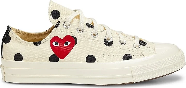 CdG PLAY x Converse Women's Chuck Taylor All Star Polka Dot Low-Top Sneakers - Off White - Size 5
