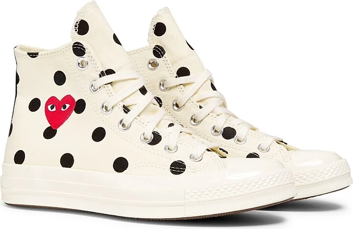 CdG Play x Converse Women's Polka Dot High-Top Sneakers - Off White - Size 5 - Image 2