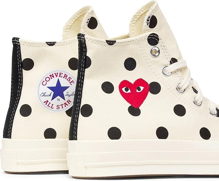 CdG Play x Converse Women's Polka Dot High-Top Sneakers - Off White - Size 5 - Image 3