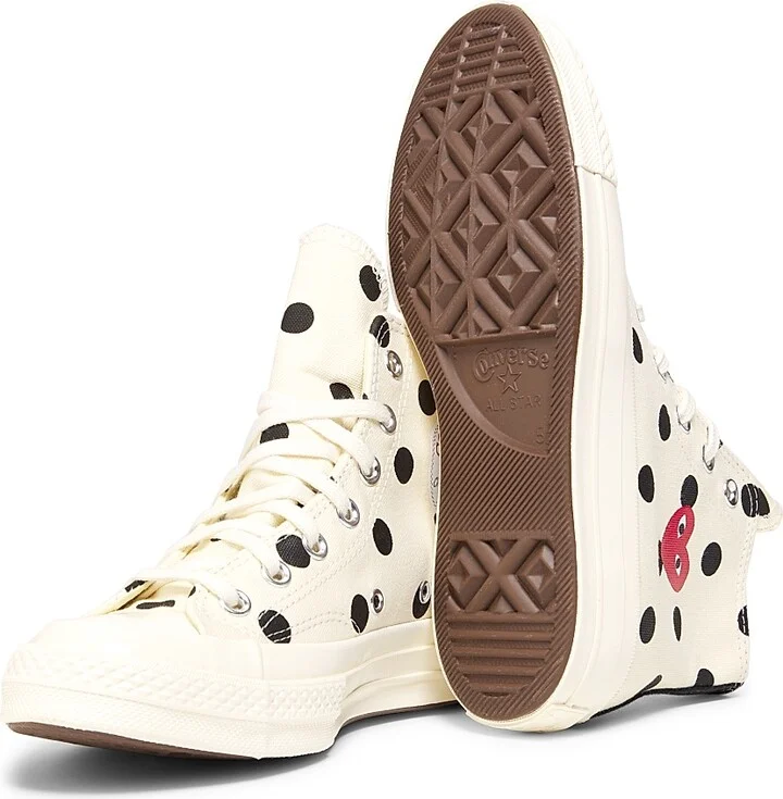 CdG Play x Converse Women's Polka Dot High-Top Sneakers - Off White - Size 5 - Image 6