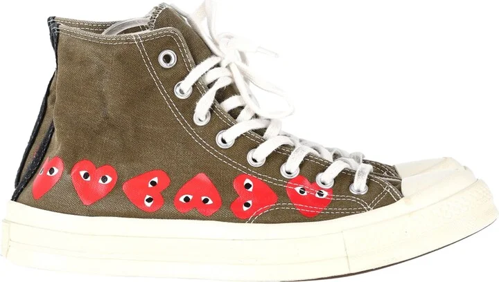 CDG x Converse Chuck Taylor All Star 70 Hi Sneakers in Olive Canvas