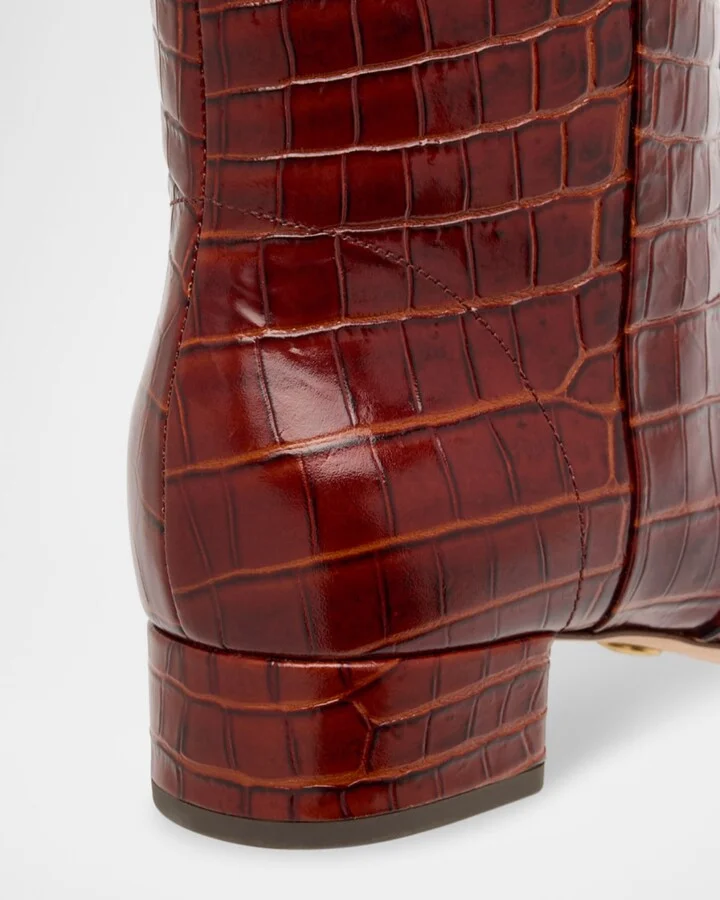 Cecile Croco Square-Toe Knee Boots - Image 4