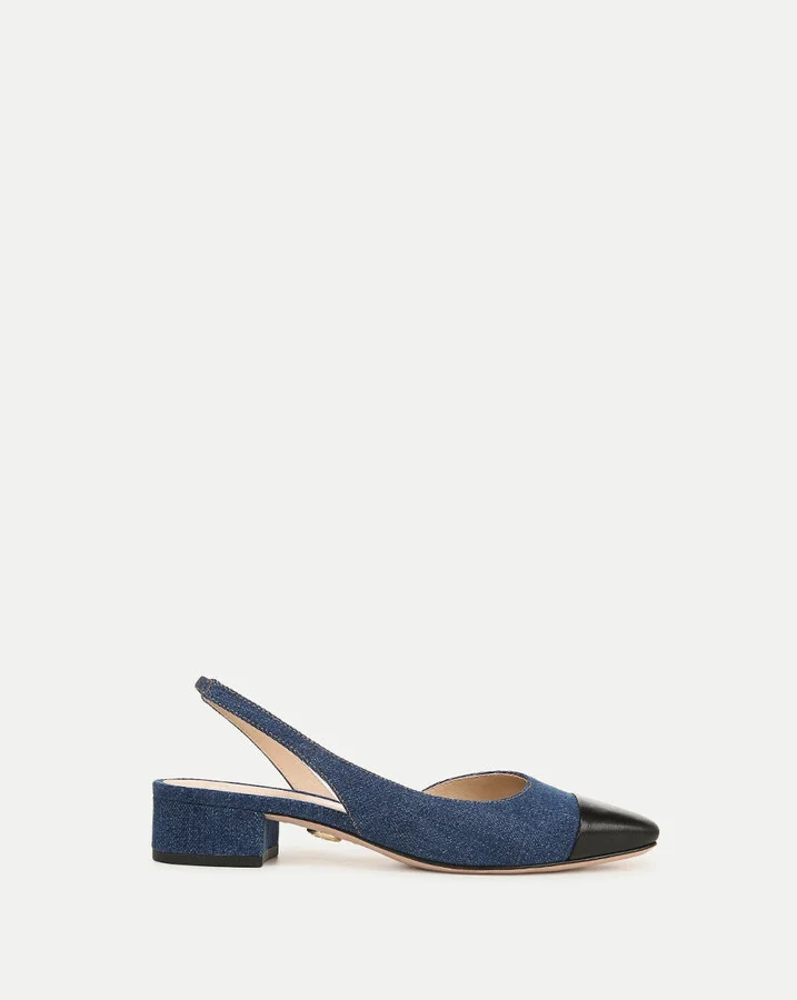 Cecile Denim Cap-Toe Slingback Indigo Black