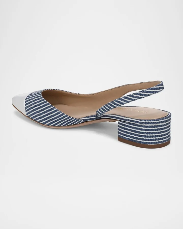 Cecile Stripe Slingback Ballerina Pumps - Image 2