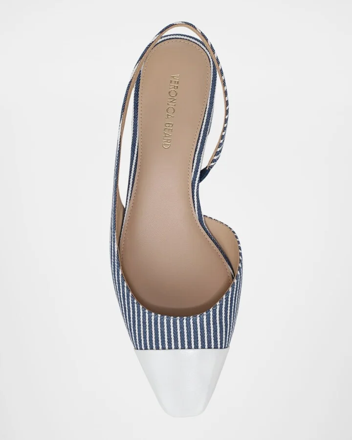 Cecile Stripe Slingback Ballerina Pumps - Image 3
