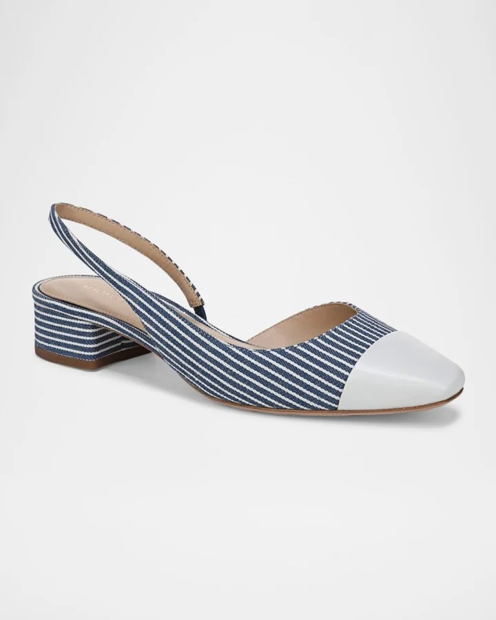 Cecile Stripe Slingback Ballerina Pumps - Image 4