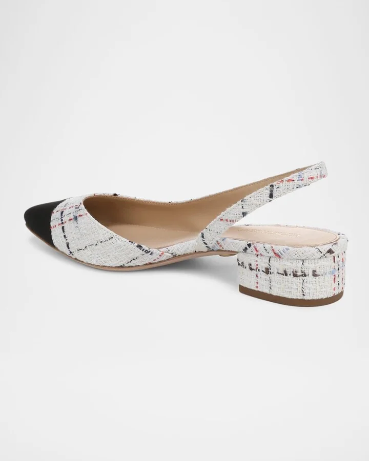 Cecile Tweed Slingback Ballerina Pumps - Image 2