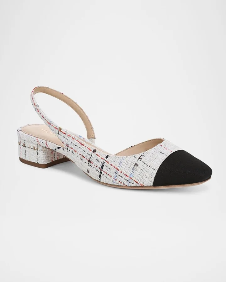 Cecile Tweed Slingback Ballerina Pumps - Image 3