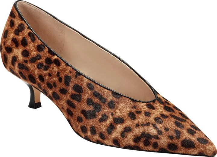 Cecilely Genuine Calf Hair Pointed Toe Kitten Heel Pump