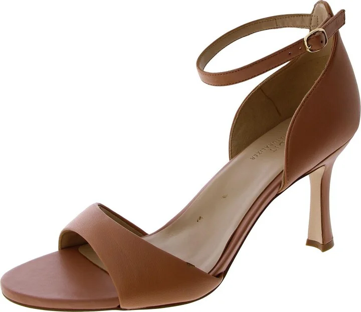 Celeste Womens Leather Ankle Strap Heels