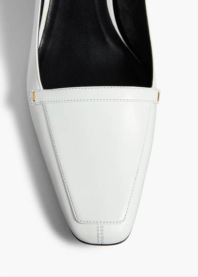 Celia Pump in Optic White Leather - Image 4