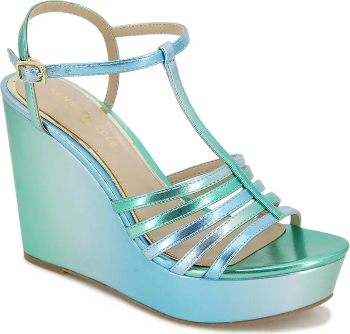 CELIA Womens Faux Leather Wedge Sandals