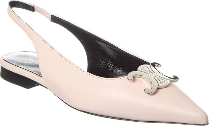 CELINE Alma Triomphe Leather Slingback Flat