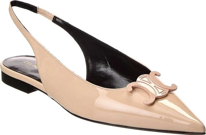 Celine Alma Triomphe Leather Slingback Flat
