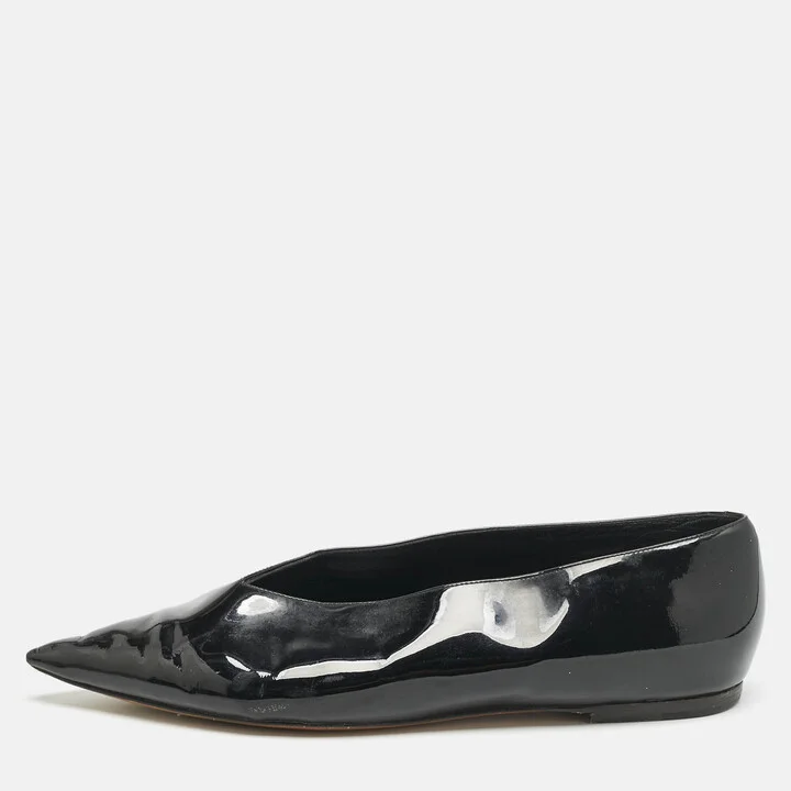 Celine Black Leather V-Neck Ballet Flats Size 40