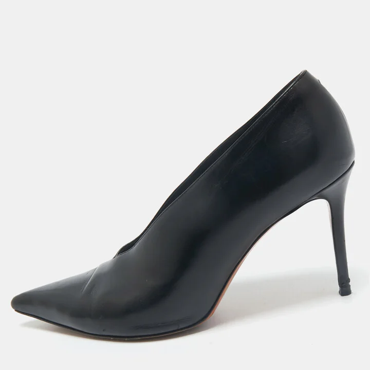 Celine Black Leather V Neck Pumps Size 38