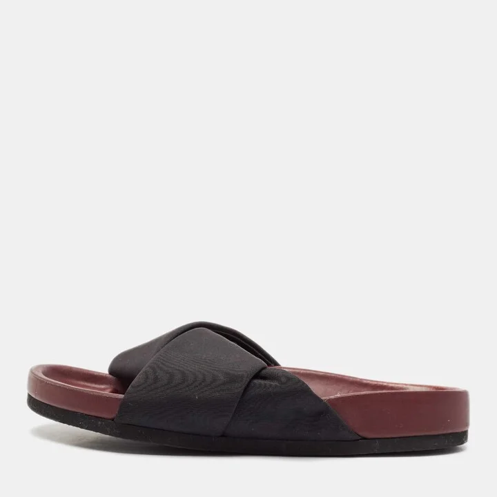 Celine Black Neoprene Crossover Flat Slides Size 37