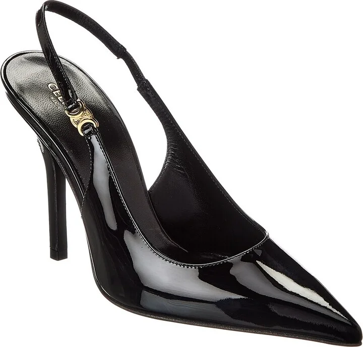 CELINE Judy Triomphe Leather Slingback Pump