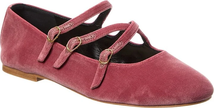 CELINE Les Logo Velvet Ballerina Flat
