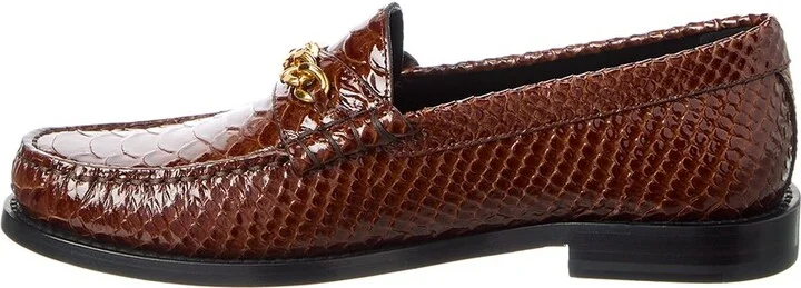 Celine Loco Triomphe Python-Embossed Patent Loafer - Image 2