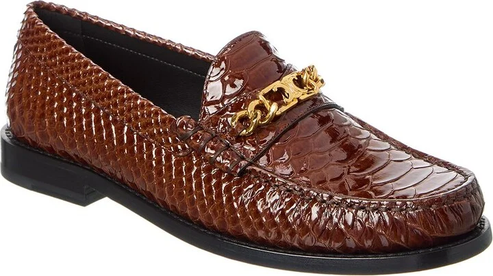 Celine Loco Triomphe Python-Embossed Patent Loafer
