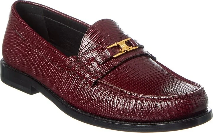 CELINE Luco Lizard-Embossed Leather Loafer