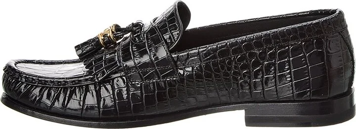 Celine Luco Triomphe Croc-Embossed Leather Loafer - Image 2