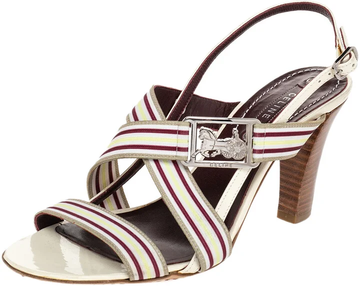 Celine Multicolor Leather Slingback Open Toe Sandals Size 37