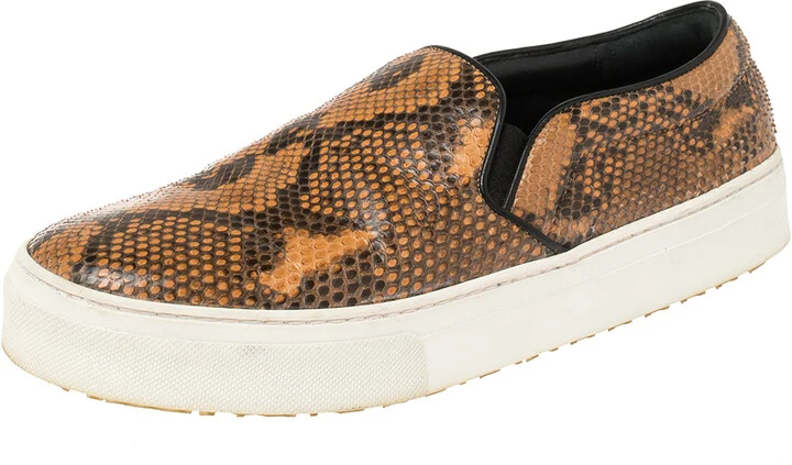 Celine Multicolor Python and Leather Slip On Sneakers Size 38